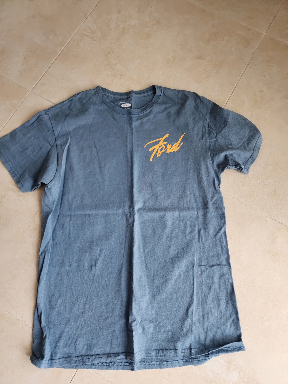 Ford Short-Sleeve Blue T-Shirt with Gold Script Logo